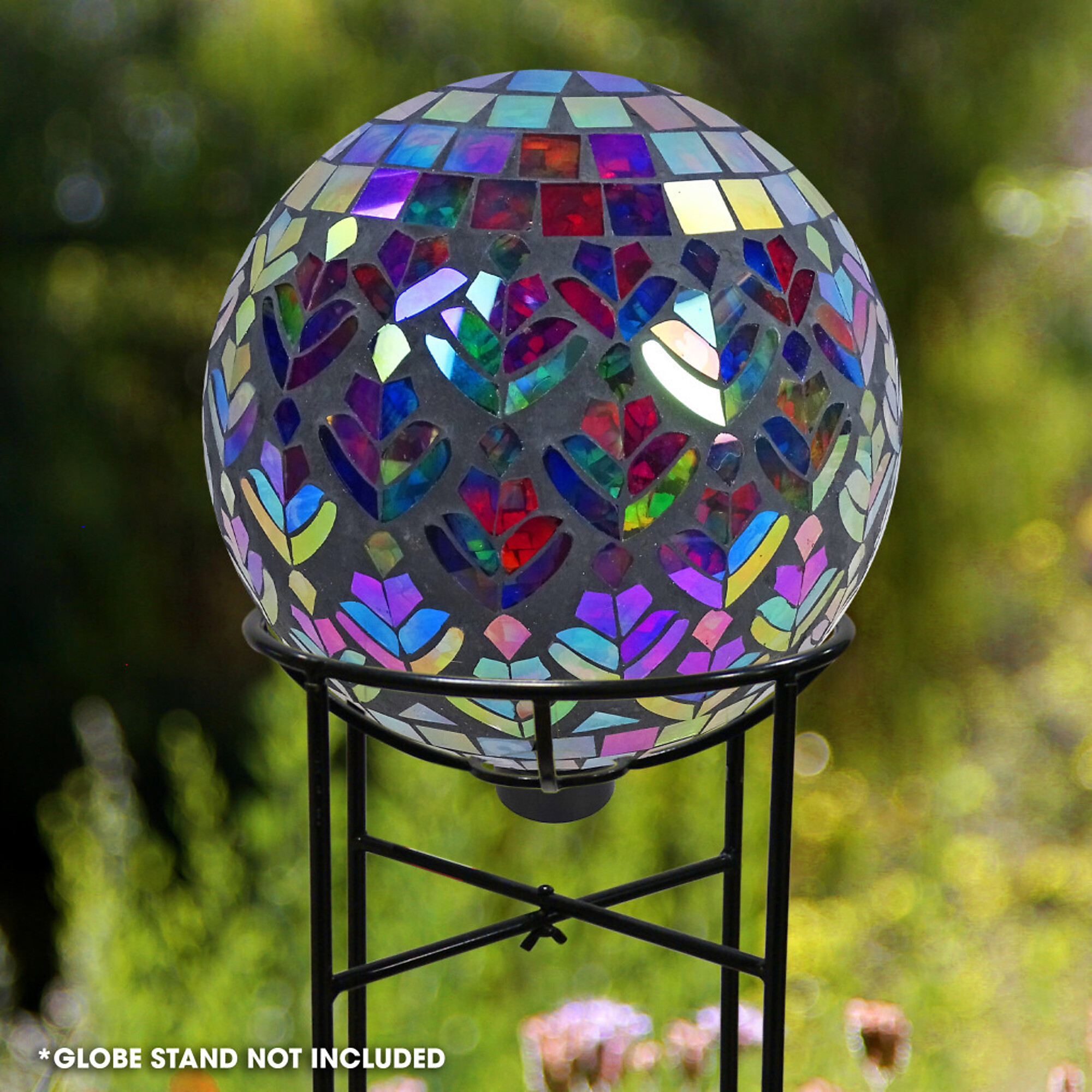 Alpine Corporation, Mosaic Peacock Gazing Ball Iridescent Glass 10in., Model# GBT118